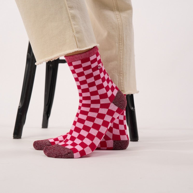 Billybelt - Checked Socks / Red and Pink