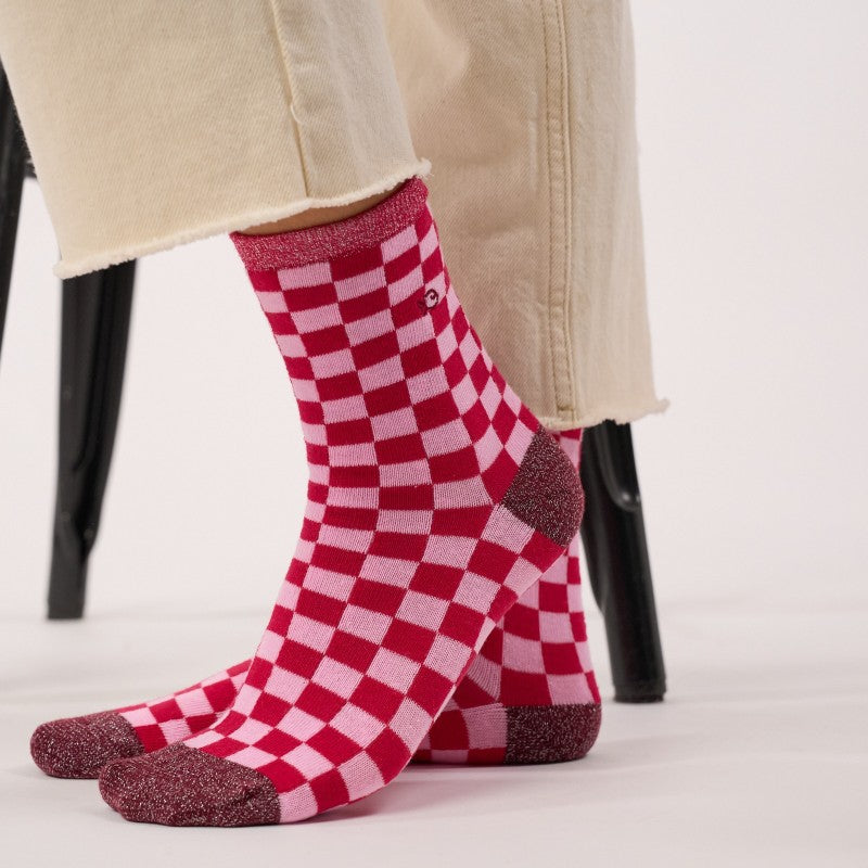 Billybelt - Checked Socks / Red and Pink
