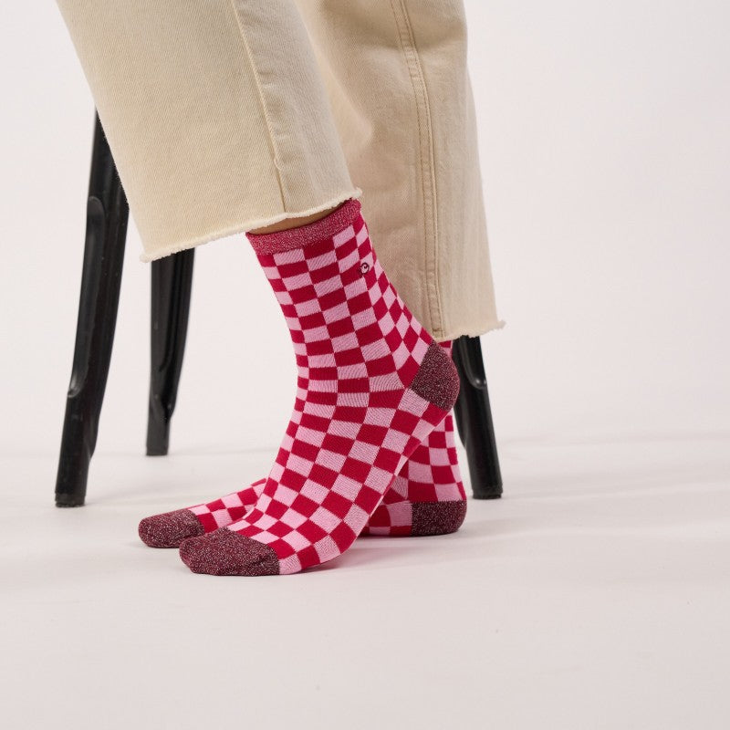 Billybelt - Checked Socks / Red and Pink