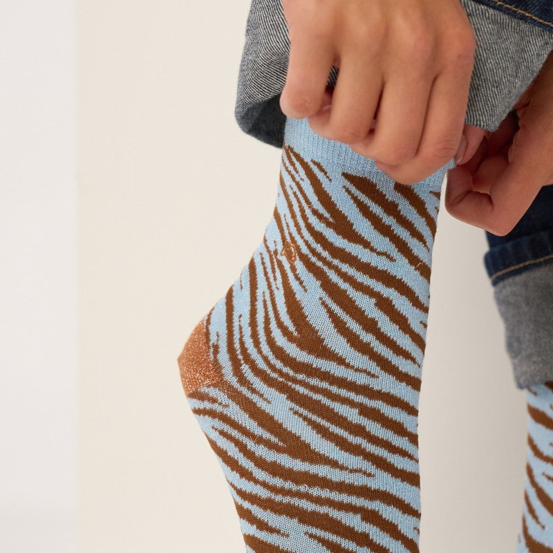 Billybelt Zebra Glitter Socks / Blue and Brown