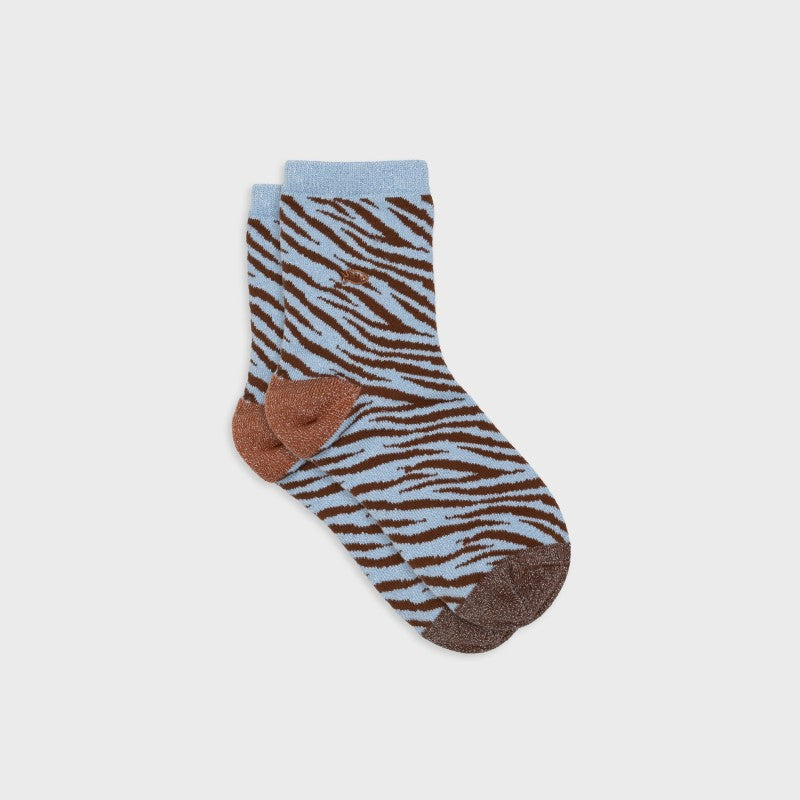 Billybelt Zebra Glitter Socks / Blue and Brown