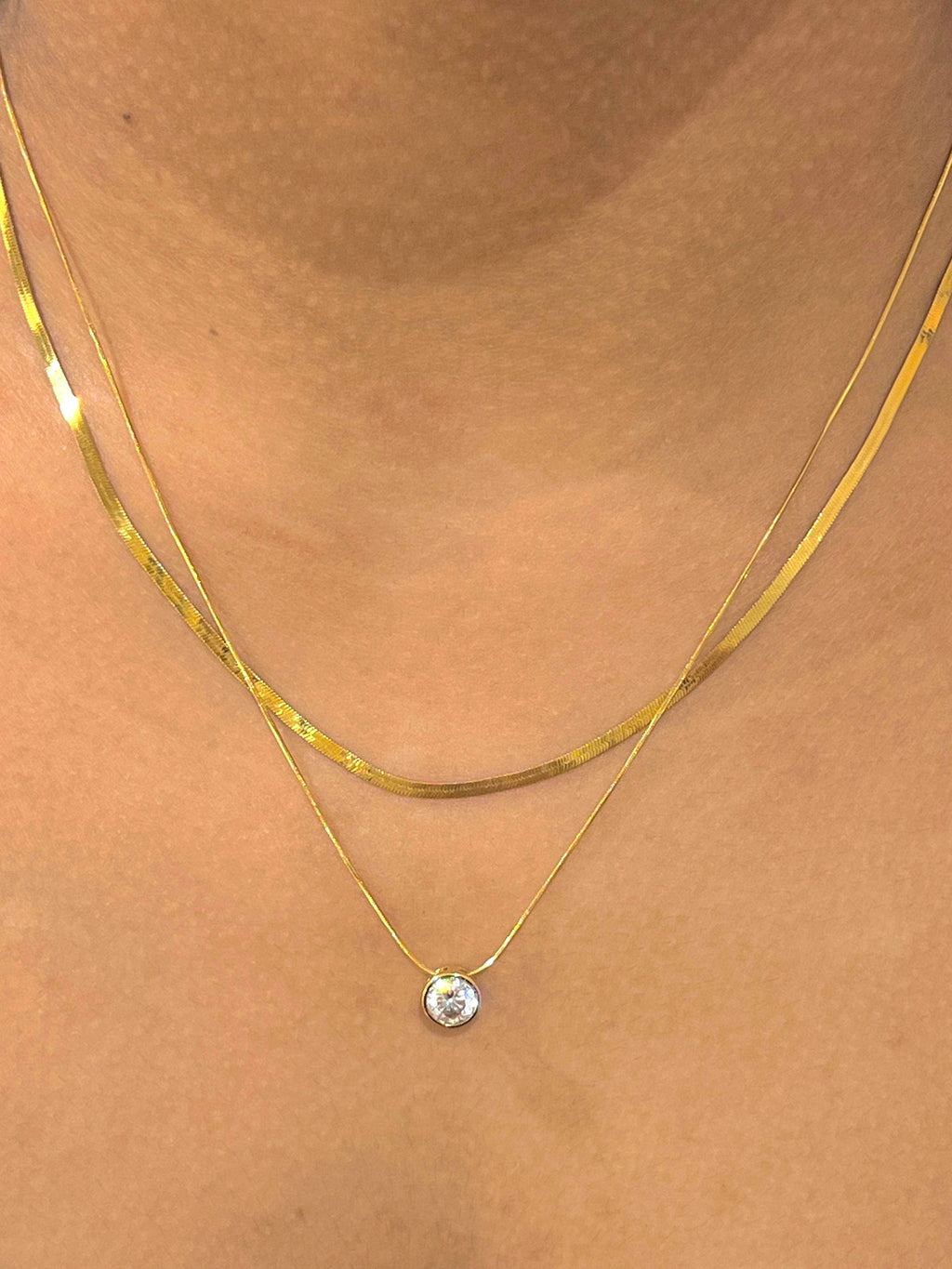 Ketting - Dubbel met Zirkoniumsteentje
