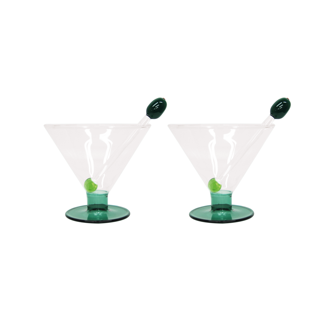 Set van 2 cocktailglazen - olijf