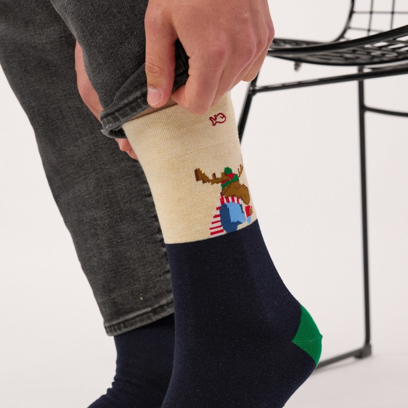 Billybelt - Patterned Socks / Coffee Reindeer