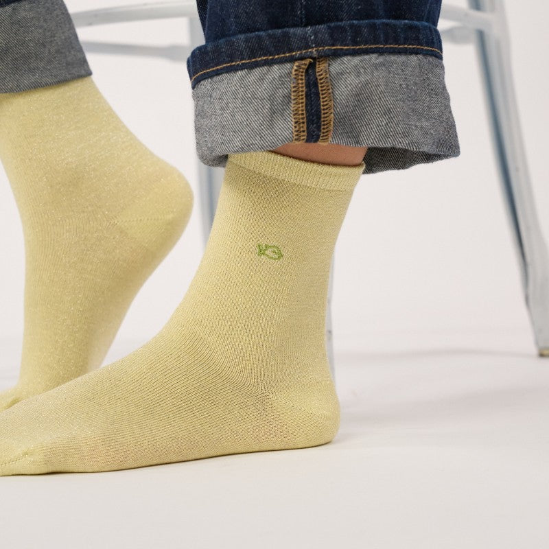 Billybelt Plain Glitter Socks / Light Yellow