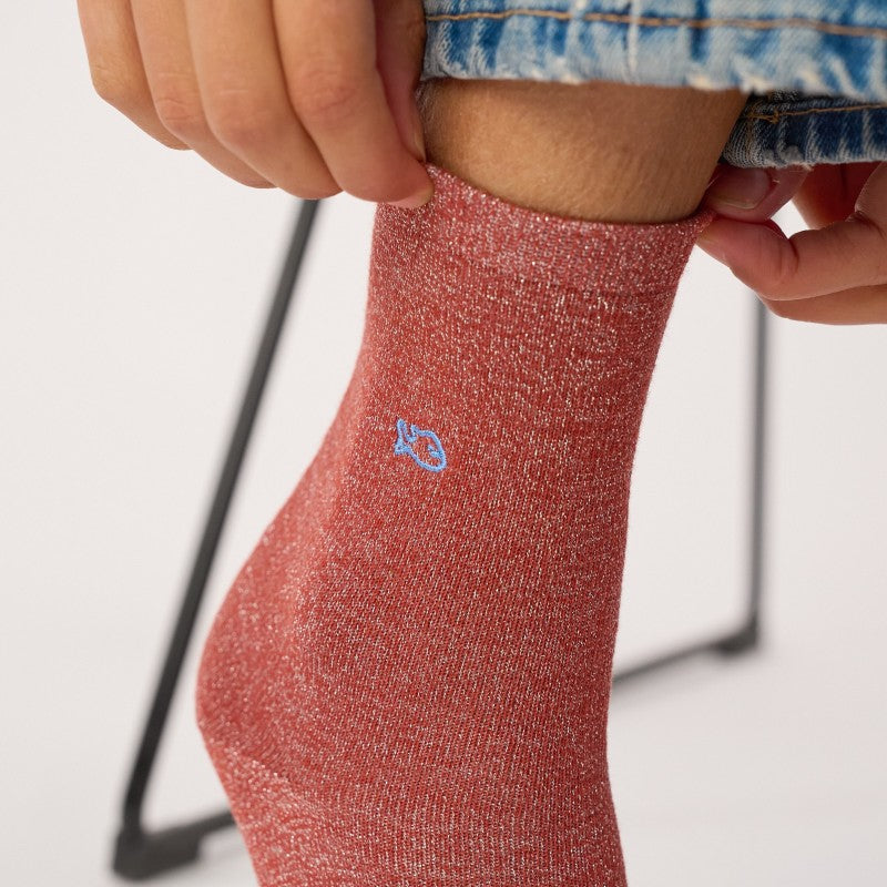 Billybelt Plain Glitter Socks / Brick