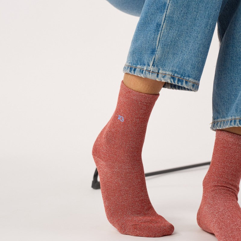Billybelt Plain Glitter Socks / Brick