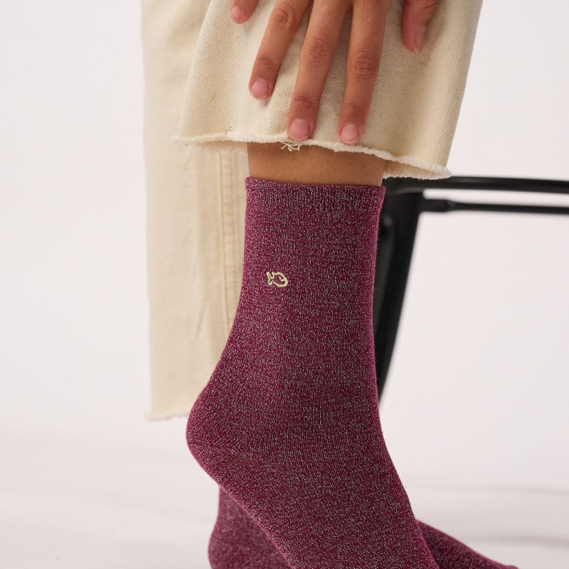 Billybelt Plain Glitter Socks / Eggplant