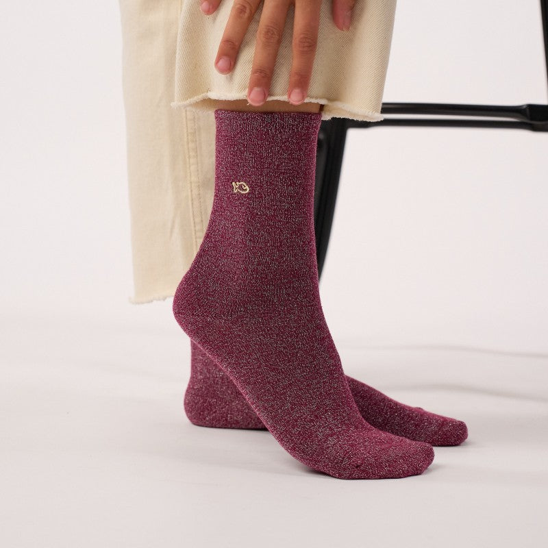 Billybelt Plain Glitter Socks / Eggplant