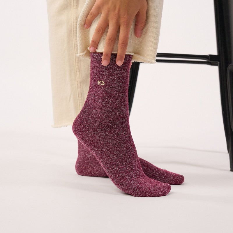 Billybelt Plain Glitter Socks / Eggplant