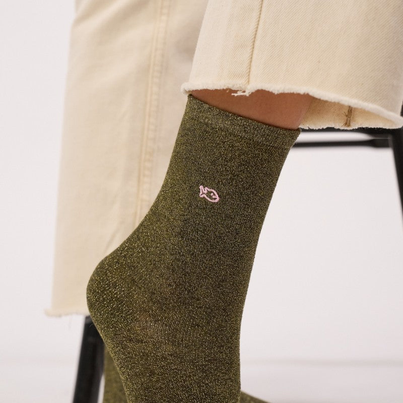 Billybelt Plain Glitter Socks / Khaki