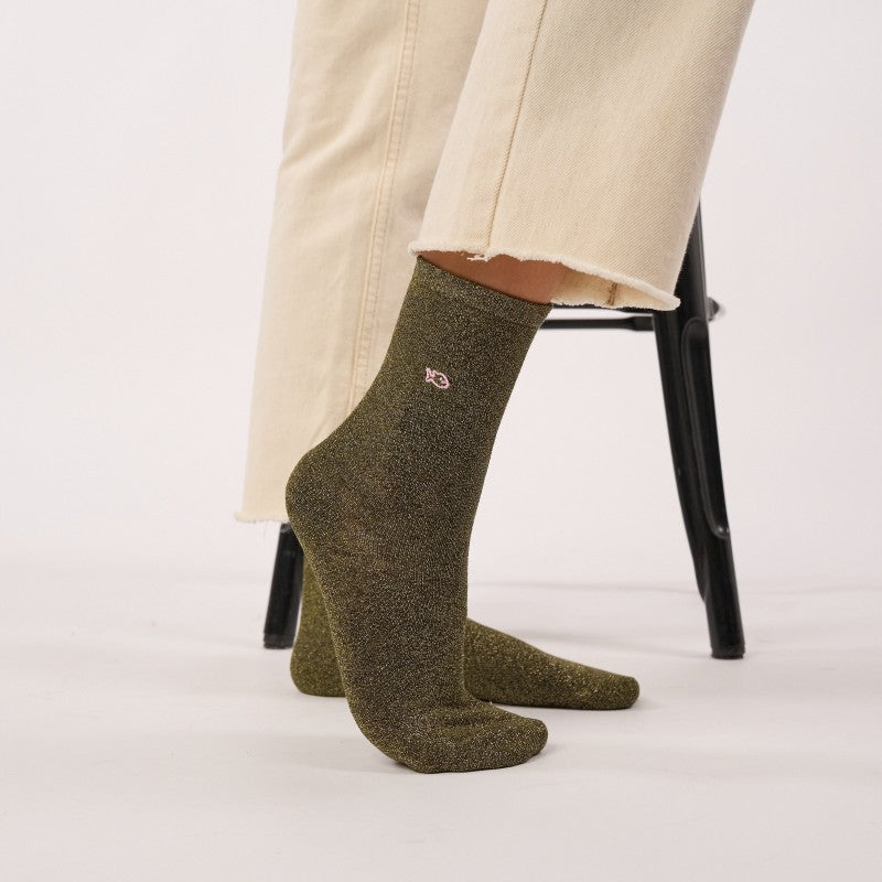 Billybelt Plain Glitter Socks / Khaki