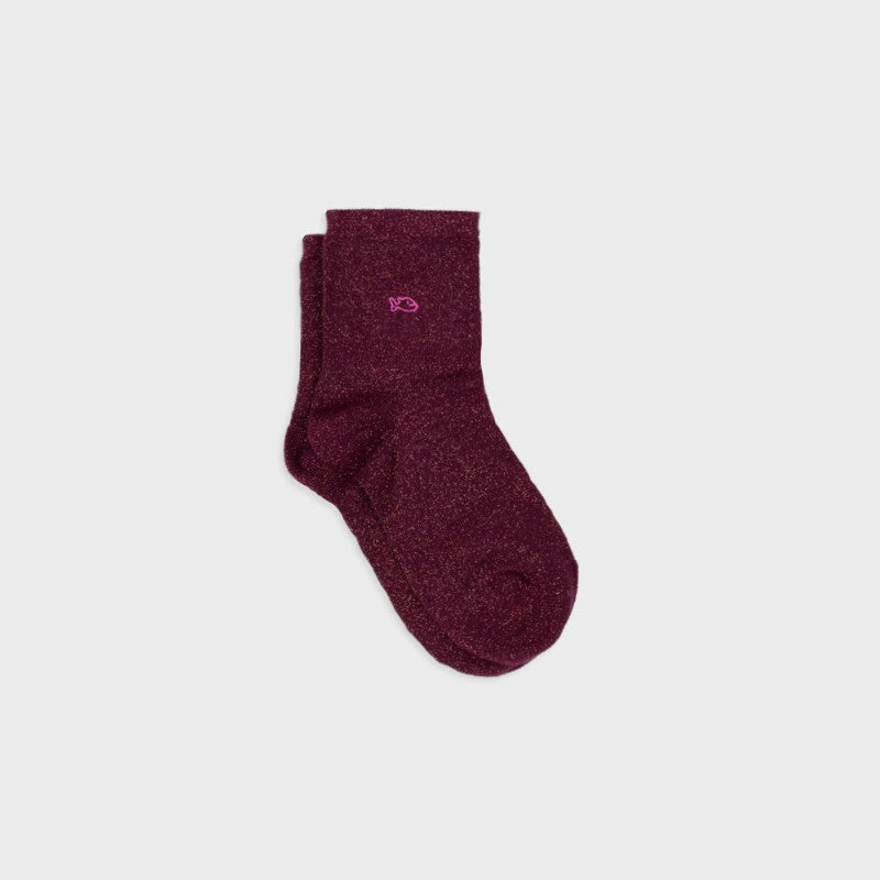 Billybelt Plain Glitter Socks / Wine-Red