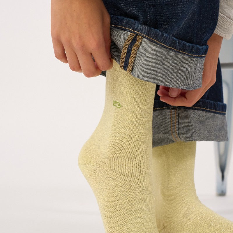 Billybelt Plain Glitter Socks / Light Yellow
