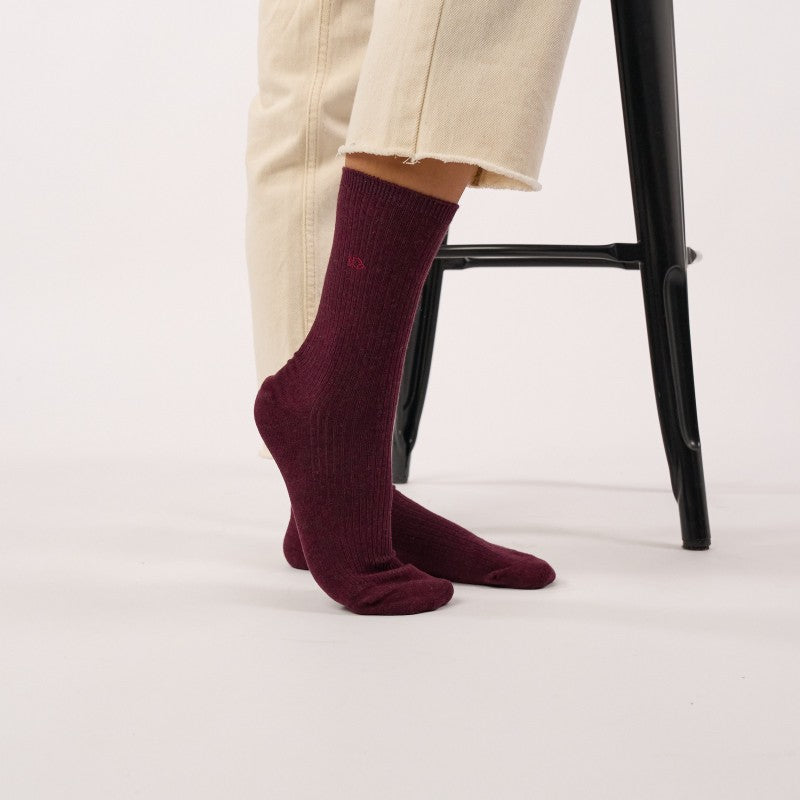 Billybelt Plain Ribbed Socks / Burgundy