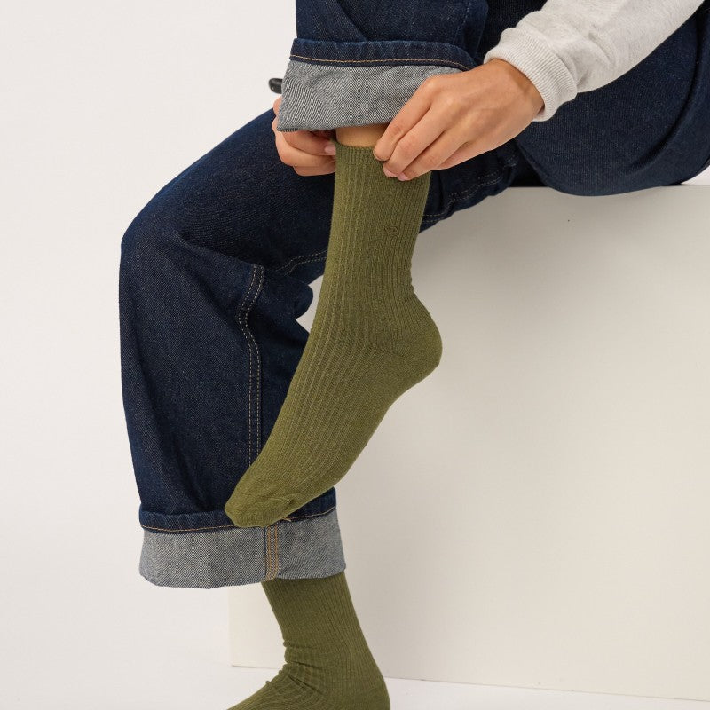 Billybelt Plain Ribbed Socks / Khaki