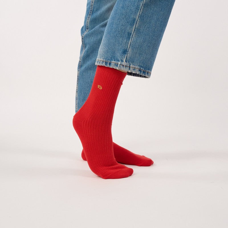 Billybelt Plain Ribbed Socks / Red