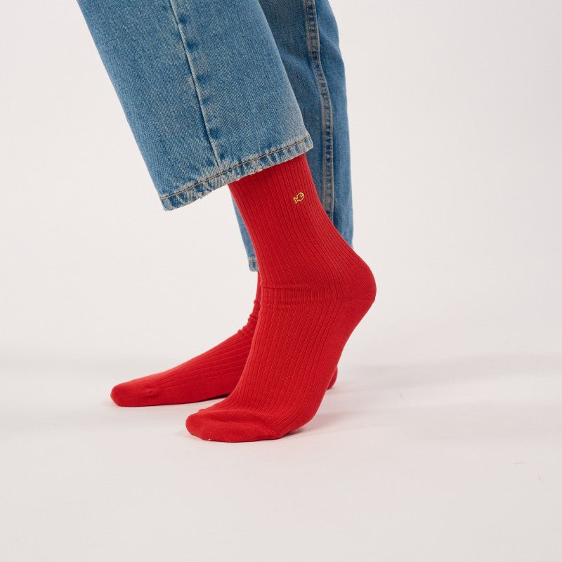 Billybelt Plain Ribbed Socks / Red