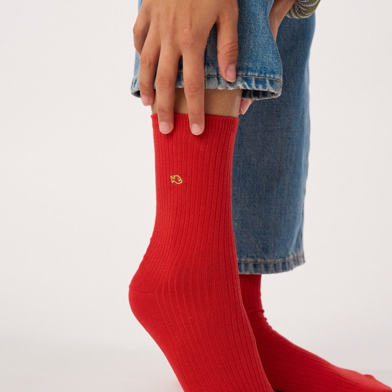 Billybelt Plain Ribbed Socks / Red