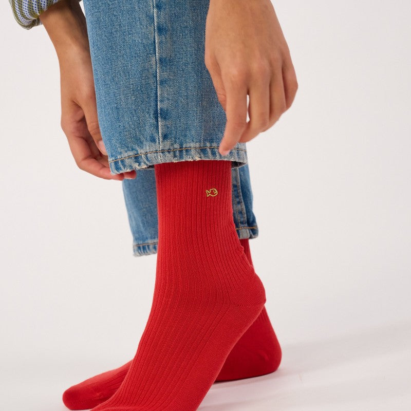 Billybelt Plain Ribbed Socks / Red