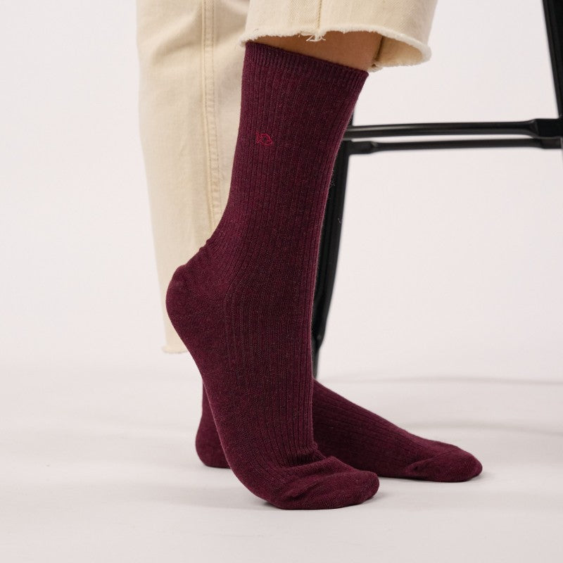 Billybelt Plain Ribbed Socks / Burgundy