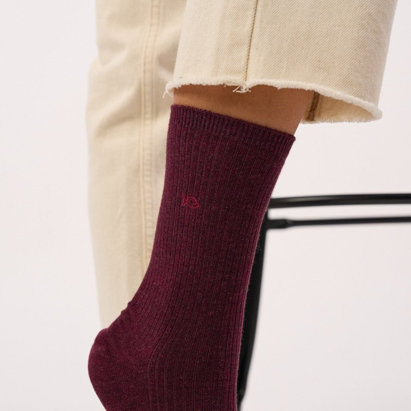 Billybelt Plain Ribbed Socks / Burgundy