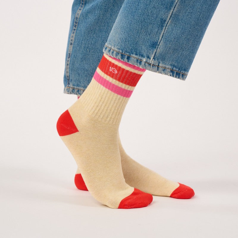 Billybelt - Tennis Socks / Beige, Red and Pink