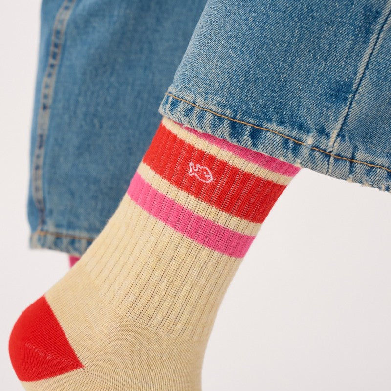 Billybelt - Tennis Socks / Beige, Red and Pink