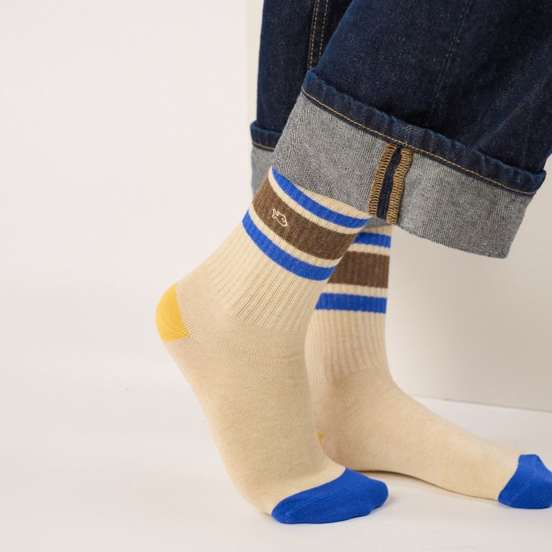 Billybelt - Tennis Socks / Beige, Blue and Brown