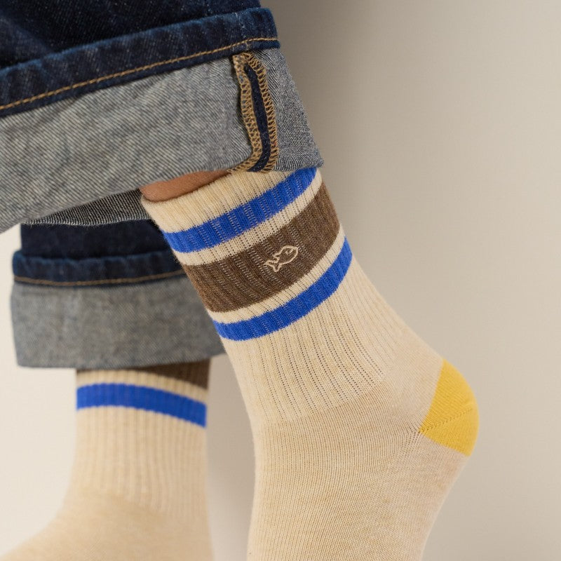 Billybelt - Tennis Socks / Beige, Blue and Brown