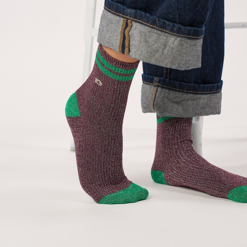Billybelt - Vintage Glitter Socks / Burgundy