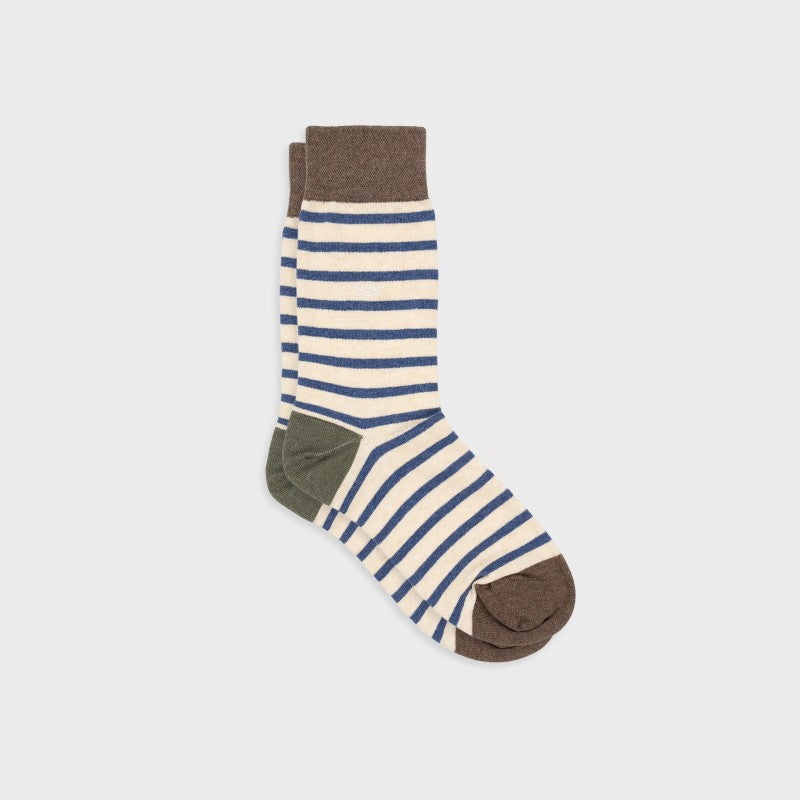 Billybelt - Wide Striped Socks / Beige and Blue