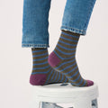 Billybelt - Wide Striped Socks / Khaki, Blue Striped