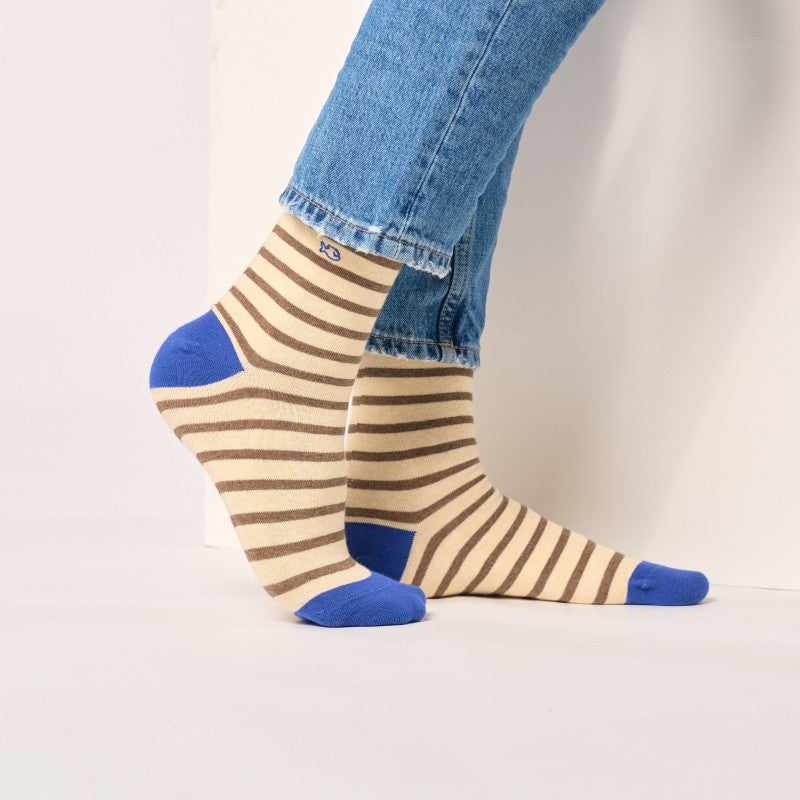 Billybelt Striped Socks - Brown and Beige