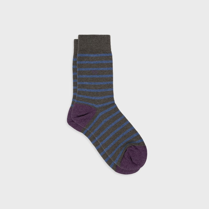 Billybelt - Wide Striped Socks / Khaki, Blue Striped